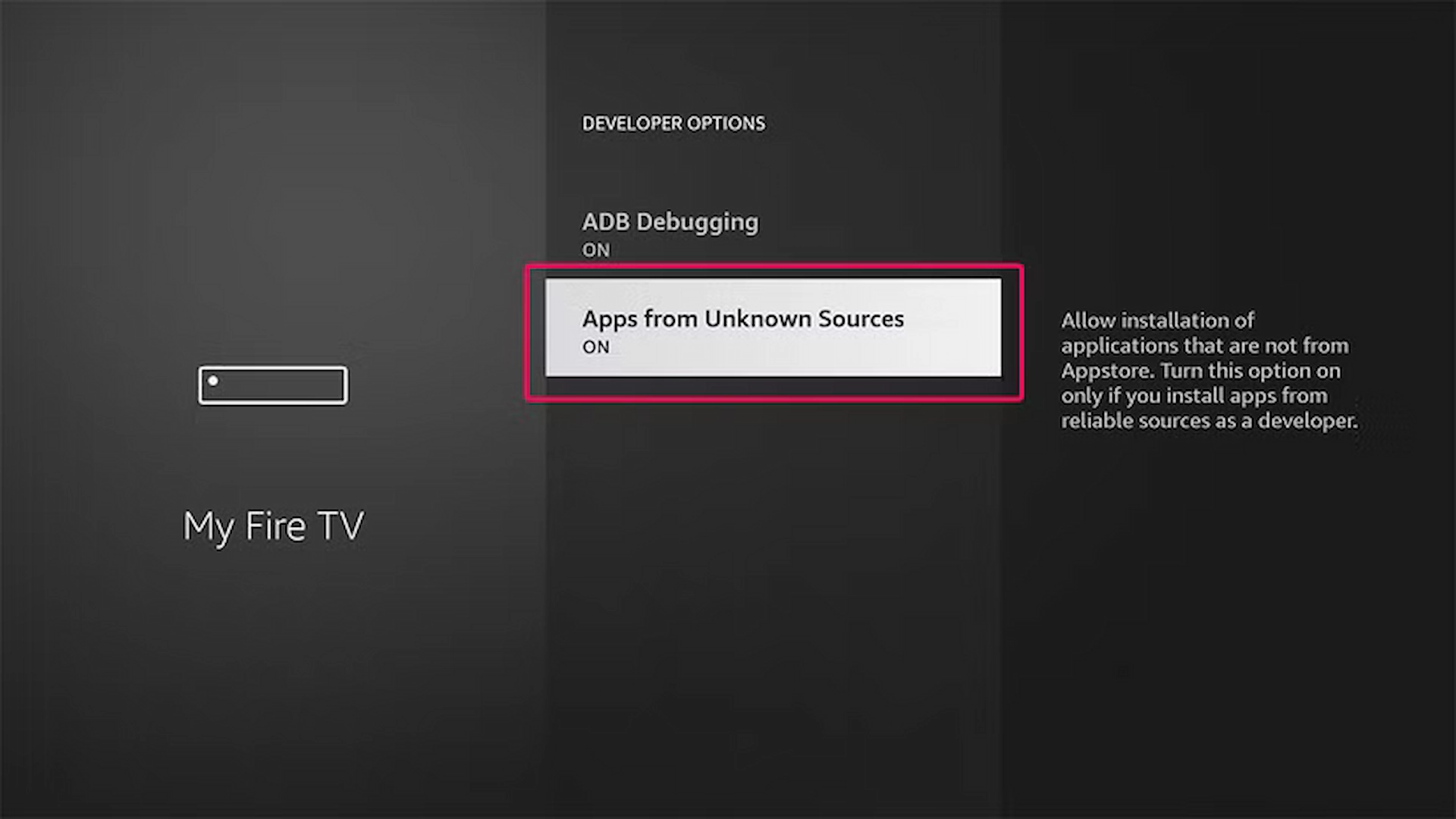 Unknown Sources enabled for Downloader